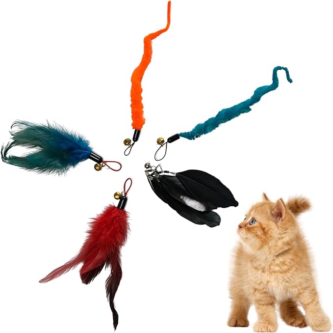 Interactive Cat Toy - Kitten Toys - Cat Wand Toy - Indoor Cat Toys - Cat Exercise - Cat Feather Wand- Cat Stick Toy - Cat Teaser Wand - Cat Worm Toy - Cat Play - Cat Toy Stick - Wand Cat Toy