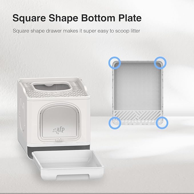 All for Paws Foldable Cat Litter Box with Top Entry, Mess Proof Enclosed Litter Box for Cats with Handy Litter Scoop, Anti-Splash Cat Toilet, XL