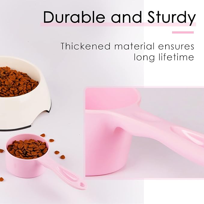 SUPERDESIGN 1/2 Cup Dog Food Scoop for Container Melamine Measuring Scoop for Dogs Cats Birds and Rabbits Pet Food Feeding Scoop Dishwasher Safe - Baby Pink