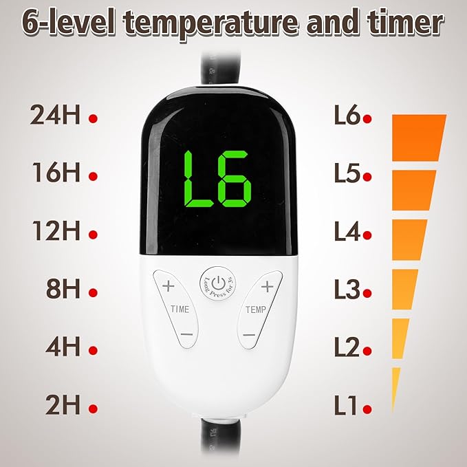 MEWTOGO 19.7in Heated Cat Bed with Hooded Cover - Warm & Soft Cat Cave Bed with Pet Heating Pad, 6 Levels Adjustable Temp & Timer, Washable for Small Pets Up to 16.5lb and Cat Gifts