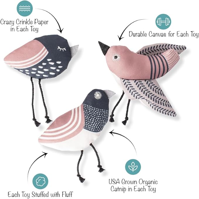 Fringe Studio "UNDER MY WINGS Cat Toy Mini Set of 3, PetShop Collection (904029)