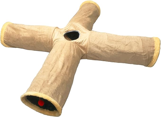 Cats Bunny Tunnel Tube,Extra Long 4-Way Collapsible Small Animal Play Tunnel Toys Durable Suede with Hanging Ball Toy for Indoor Cat Kitten Kitty Bunny Rabbit Ferret