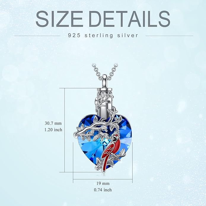 Animal Crystal Urn Necklace For Ashes Sterling Silver Butterfly Dragonfly Bee Phoenix Peacock Hummingbird Fox Angel Wing Pentagram Pentacle Cremation Necklace Heart Teardrop Urn Holder Necklaces For Women Memorial Jewelry