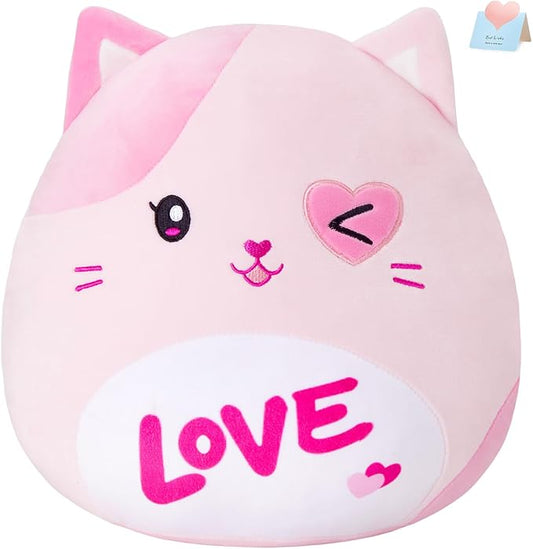 Athoinsu Cat Plush Pillow Soft Squishy Kitty Stuffed Animal Kawaii Toy Gifts for Kids Girls & Boys 13 Inch