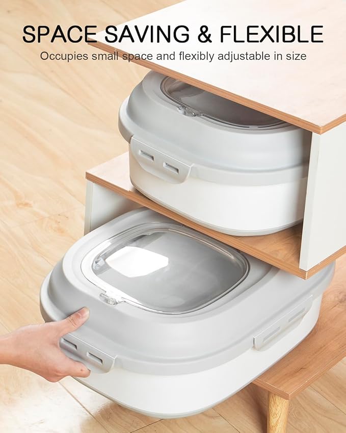 30-35 Lbs Dog Food Storage Container Collapsible Dog Food Container with Airtight Lids, Wheels, Scoop and 2pcs Food Storage Containers, Large Pet food storage for Dog, Cat