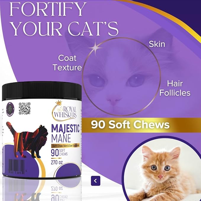 Cat Allergy Relief for Cats - Vet-Formulated Omega-3 & Omega-6, Zinc & Taurine, All-Natural Allergy Relief for Cats, Itchy Skin Treatment, Made in USA, Grain-Free - 90 Chews (270g)