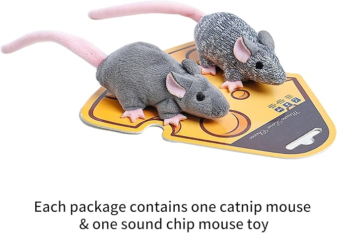 Cat Toy Set Catnip Toy Sets for Kittens, Fun & Engaging Play, Twice The Mice Kitten Toy, Interactive Cat Toy Catnip Toy Soft Plush Catnip Toys for Cats (Twice The Mice) Pack of 2 Toys