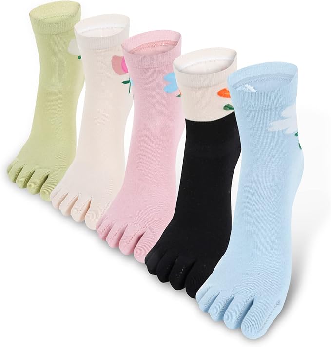 Benefeet Sox Funny Toe Socks Women Five Finger Socks Girls Cute Toe Seperated Cotton Socks Running Athletic Christmas Gifts