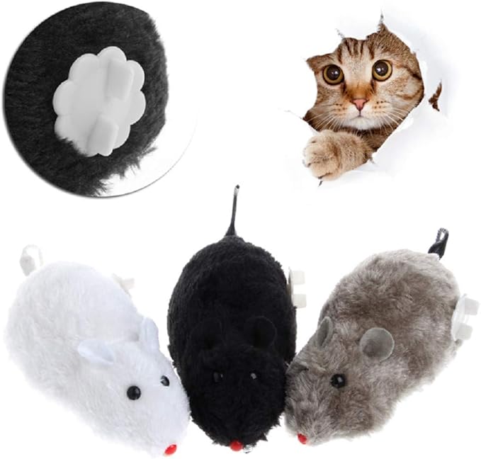 for Cat Teaser Toys Auto Moving Rat Toys Wind Up Mice Cartoon Plush Rat Toys Pet Kitten Interactive Toys Cat Toys for Indoor Cats