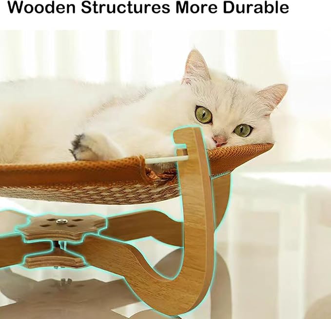 Cat Bed Mat, 18”X 6.5” Comfortable Rattan Breathable Cat Bed, Removable and Washable, Open Round Cat Mat Dog Mat for 20-lb Pets, for Indoor and Outdoor Use, Rustic Brown