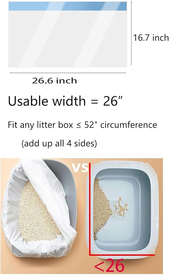 100 Count Cat Drawstring Litter Box Liners 26.6x16.7 inches 2Mils Super Thick White Cat Litter Waste Bags Poop Bags for the litter robot 4, 3 Cat Litter Pan Trays (Blue Drawstring 100 count)