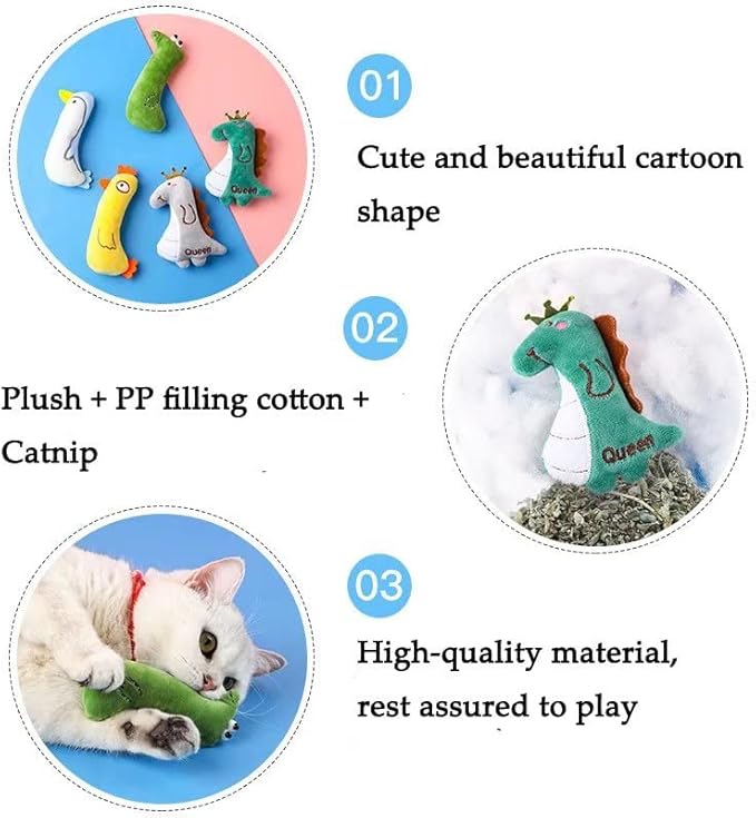 Cat Toy 5 Packs Catnip Toys for Cats & Kittens Cat Toys for Indoor Cats,Soft & Plush Cut Catnip Toy Catnip Filled Cartoon Mice Cat Teething Chew Toy Set of 5
