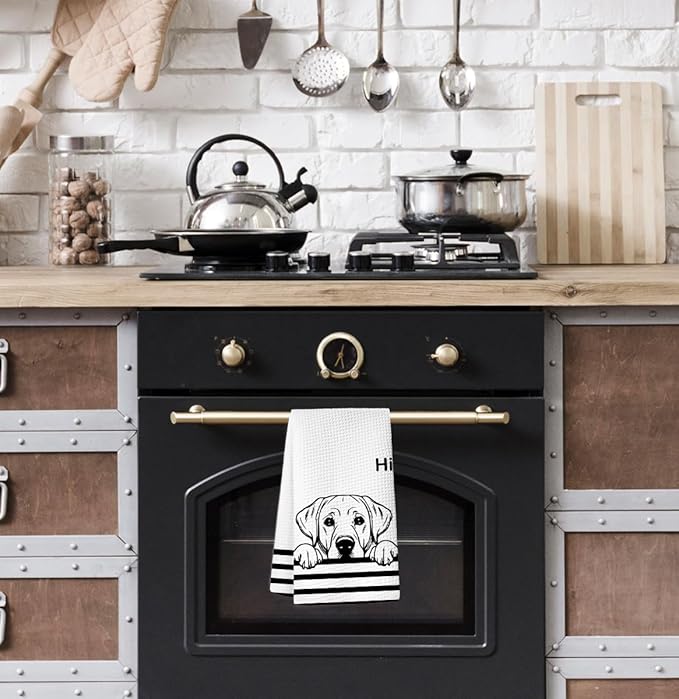 Hi Labrador Waffle Kitchen Towels, Gifts for Labrador Lovers Moms Dish Tea Towels for Kitchen, Dog Lover Gifts Decorative Hand Towels for Bathroom Guest Room Decor, 16x24 Inch