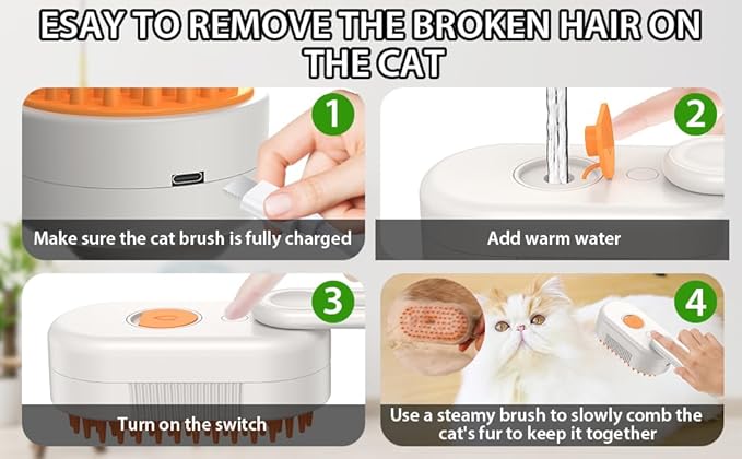 2024 Multifunctional Pet Brush for Detangling and Hair Removal - 3-in-1 Grooming Comb with Massage Function for Cats and Dogs (Khaki)