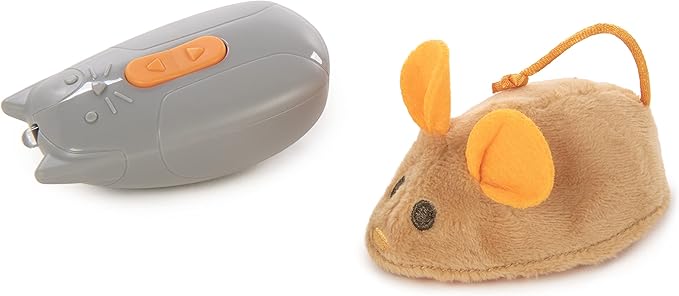 SmartyKat Race 'N Chase Electronic Motion Remote Controlled Mouse Cat Toy, Battery Powered - Gray/Orange, One Size