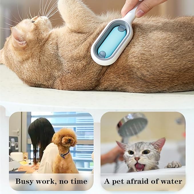 BESTLA Upgraded Pet Hair Removal Cat Hair Brush with Water Sticky Comb with Water Tank New 4 in 1 Cat Grooming Brush (Towels Not Included)