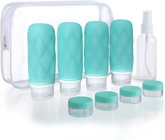 17 Pack Silicone Travel Bottles Kit for Toiletries, TSA Approved Travel Size Portable Refillable Pouch Containers Leak Proof Travel Accessories Essentials Set for Shampoo Conditioner Lotion