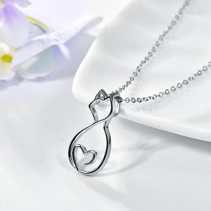 Animal Necklace for Women Girls 925 Sterling Silver Cat/Dog/Monkey/Sloth Pendant Necklace Cute Animal Jewelry Gift for Women Girls