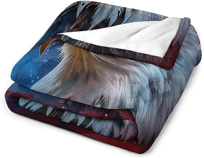 American Flag Bald Eagle Throw Blanket Patriotic Print Blankets Gifts Couch Sofa Bed Stuff Decor Soft Cozy Fleece Plush Flannel Bedding for Lover Men Women Adults 40"x50"