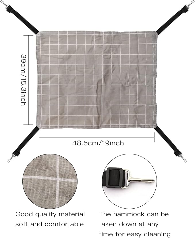 Lainrrew 3 Pcs Cat Hammock, Reversible Cat Hanging Hammock Pet Cage Hammock Soft Plush Cat Bed Double Sided Resting Sleepy Pad with Adjustable Straps for Cats Rabbits Small Dogs Small Animals