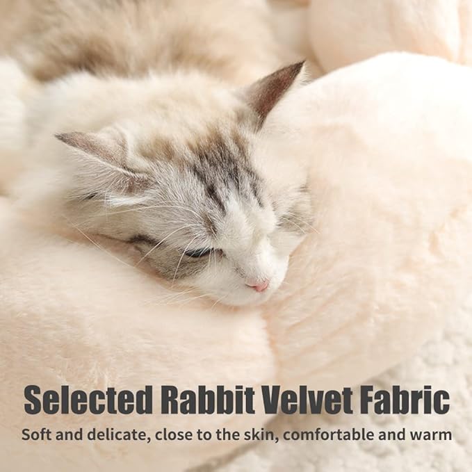 Soft Plush 21" Cute and Cozy Flower Dog Cat Bed with Non-Slip Bottom Luxury Orthopedic Cushion Beds for Indoor Kitty or Puppy, Warmth and Machine Washable (Small, Green)