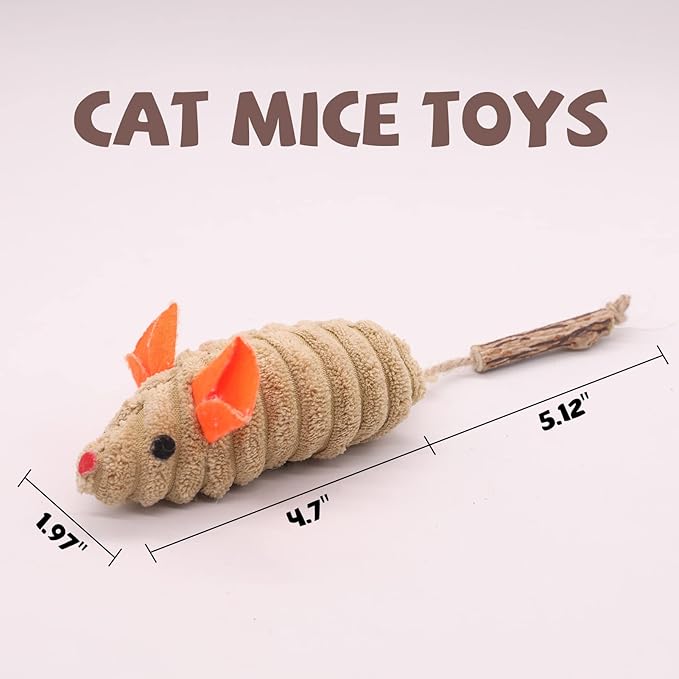 Catnip Toys, Silvervine Cat Toy, 3 Pcs Cute Cat Toys for Indoor Cats, Soft Plush Cat Mice Catnip Toys, Interactive Cat Teething Chew Toy for Cat Kitten Kitty