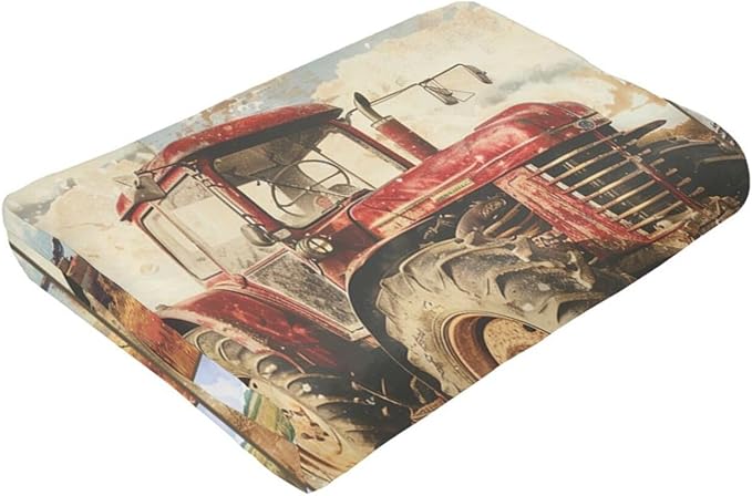 Farm Truck Blanket Retro Truck Throw Blanket Truck Stuff Merch Cozy Print Flannel Fleece Soft Plush Fuzzy Warm Lightweight Bedding Truck Gifts for Women Girls Men Kids 50"X40"