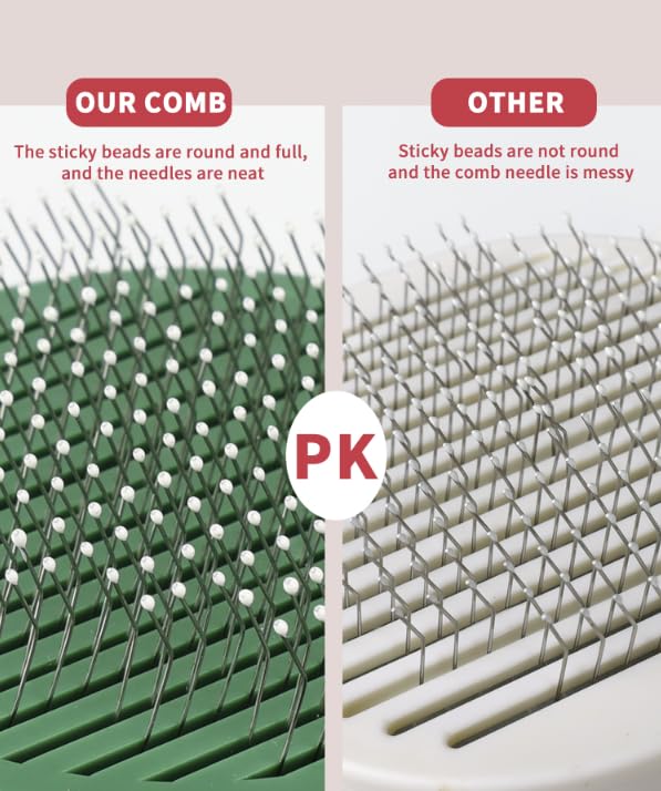 Pet Grooming Tool Needle Brush, Self Cleaning Slicker Brushes for Pet Grooming, Remove Undercoat, Proven Grooming Tools for Dogs Cats and Other Animals (Curved Needle - Purple)