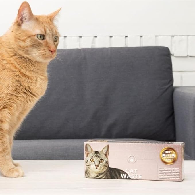 BOS Odor-Sealing Cat Poop Bags for Pet Waste & Kitty Litter - Disposal Bags - Scent & Smell Free[Size: L, Color: Light blue] (60 count, Pack of 2)★Brand-new packaging!! ★NOT a litter box liner