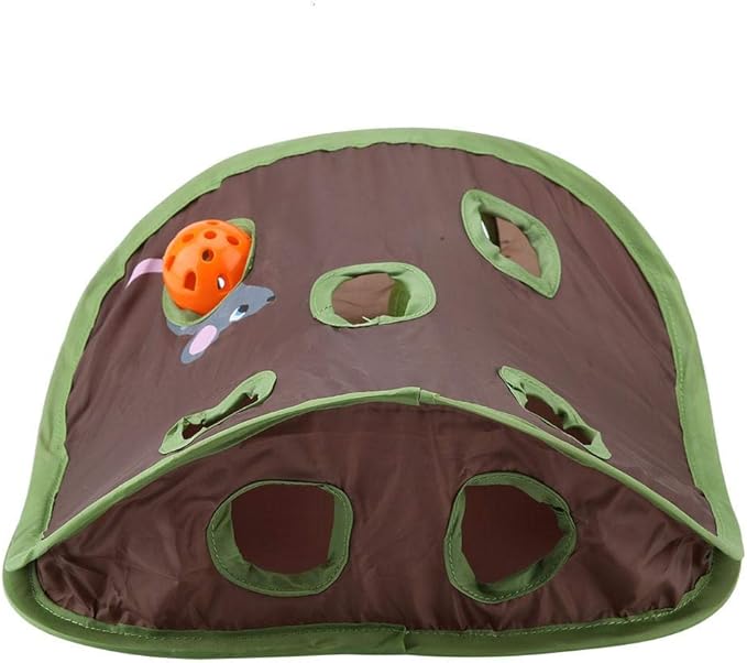 TOPINCN Cat Toy 9 Mouse Holes Pet Cat Interactive Toy Intelligence Trainning with Bell Ball Folding Creative Vocal Cat Mice Toy Hide Seek Toys