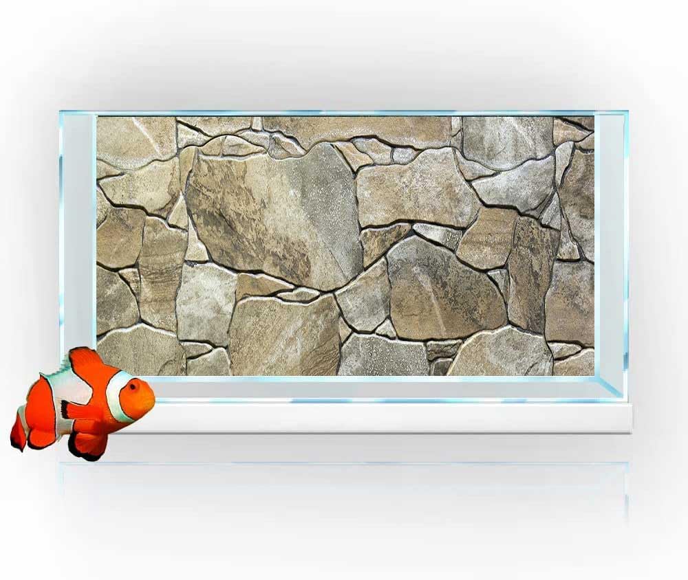 30X18IN Marble Aquarium Background, Art Marble Aquarium Background, Natural Marble Glass Terrarium Background with 8 EVA Double-Sided Tape