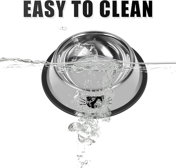 2Pcs Cat Bowls Non-Slip Stainless Steel Small Cat Food Bowl Unbreakable Thick Rubber Base Easily Clean Lovely Color