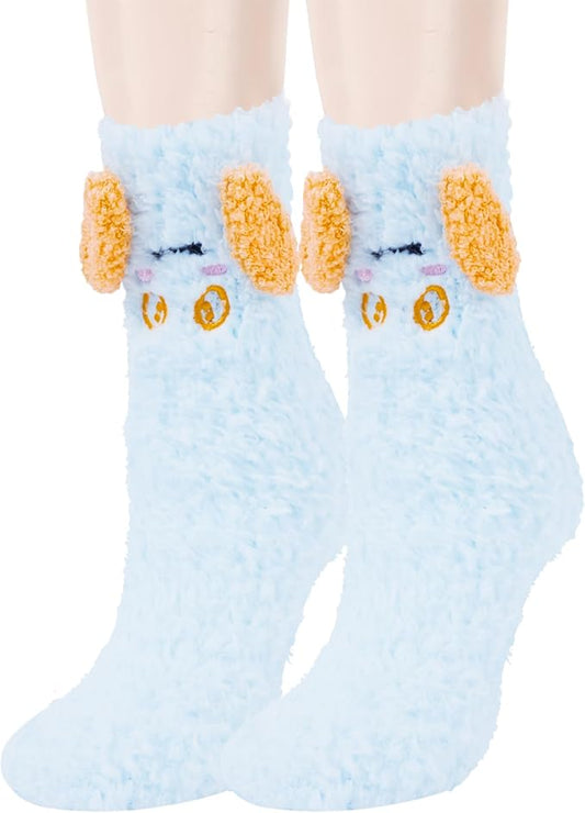 Benefeet Sox Funny Animal Fuzzy Socks for Women Girls - Cute Fluffy Slippers, Cozy Warm Winter Plush Sleeping Socks