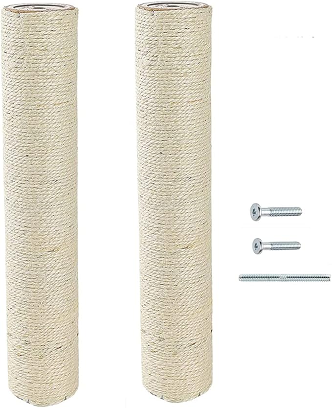SHENGOCASE 2-Pack 15" L, Ø 2.75" Cat Tree Replacement Post with M8 Bolt, Cat Tower Relacement Post, DIY Cat Scratching Post Replacement Part Pole