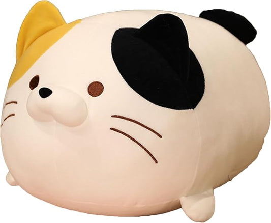 Cute Soft Tabby Cat Plush Toys - Kitten Stuffed Animals, White, 14-Inch, Hugging Cuddly Cat Doll Pillow Gift for Kids and Lovers