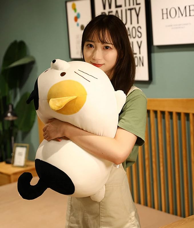 Cute Soft Tabby Cat Plush Toys - Kitten Stuffed Animals, White, 14-Inch, Hugging Cuddly Cat Doll Pillow Gift for Kids and Lovers