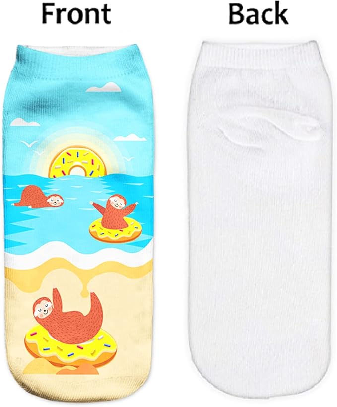 Benefeet Sox Womens Girls Funny Crazy Ankle Socks - Fun Novelty 3D Print Pattern Silly Cute Animal Food
