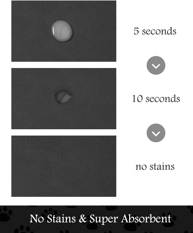 Pet Feeding Mat-Absorbent Dog Mat for Food and Water Bowl-No Stains Quick Dry Water Dispenser Mat-Dog Accessories Pet Supplies-Bowl for Messy Drinkers（Black,17"x28"