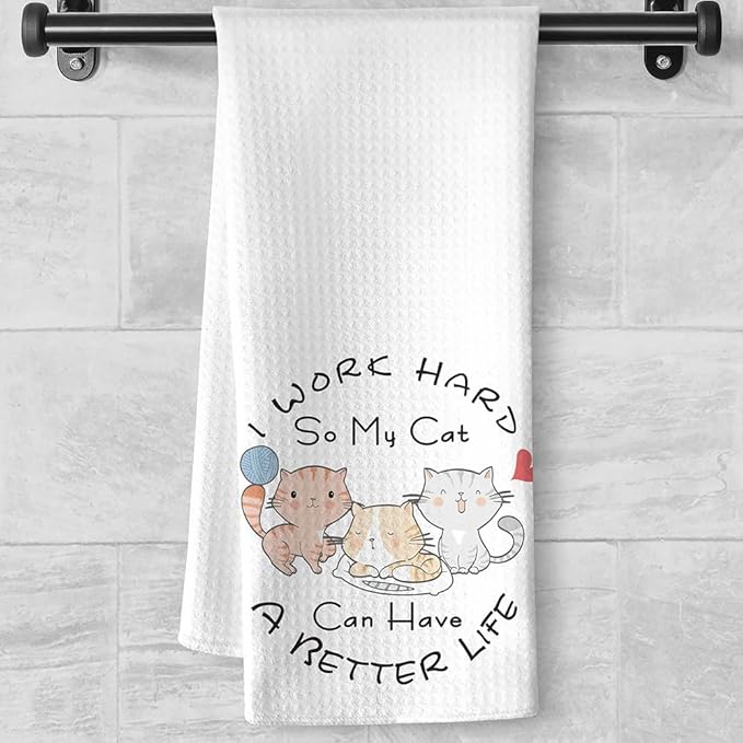 Cat Dish Towels,Cat Towels,Cat Mom Gifts,Cat Hand Towel,Cat Kitchen Towels,Cat Kitchen Accessories,Cat Lady Gifts, Gifts for Cat Lovers for Women,Crazy Cat Lady Gifts,Decorative Kitchen Towels