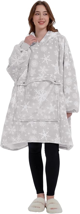 KFUBUO Wearable Blanket Hoodie for Adults Sherpa All Patterns Oversized Sweatshirt Blanket with Pocket