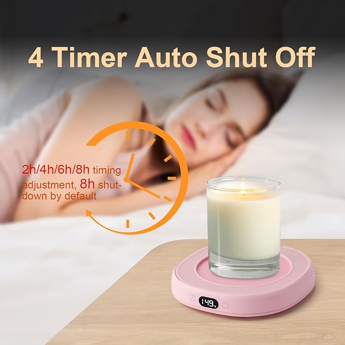 Bsigo Cute Cat Mug Set with Electric Smart Mug Warmer for Home & Office, Beverage Tea or Coffee Cup Warmer with 3-Temp Settings, 8H Auto Shut Off, Pink