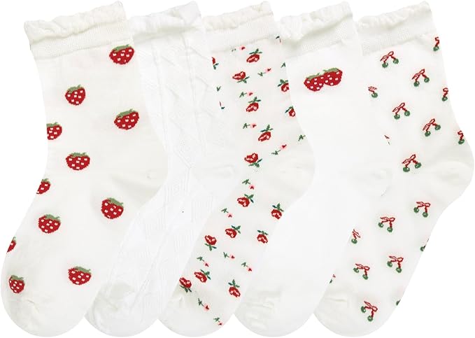 Benefeet Sox Womens Girls Ruffle Crew Socks Novelty Cute Frilly Dress Socks Cotton Lettuce Trim Turn-Cuff High Ankle Sock