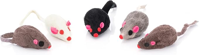 Set of 10 Toy mice 10 Pieces with Bell and Without Plastic Parts Outside (Eyes, Nose) I Soaked in Catnip Cat Toy