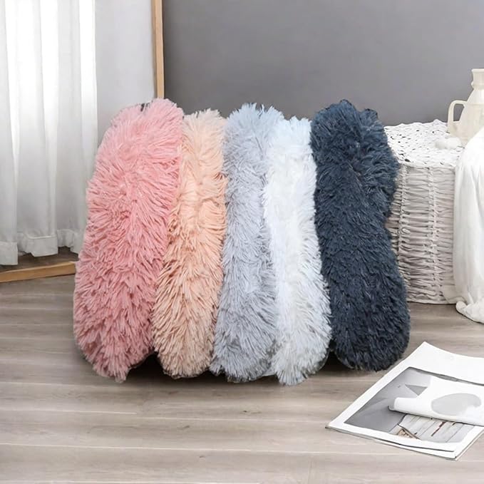 Plush Cat Dog Cushion,Round Pet Warm Mat, PP Cotton Soft and Comfortable for Living Room