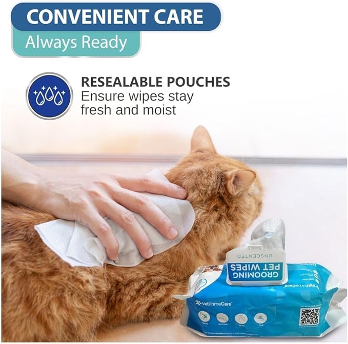 Pet Grooming Wipes for Dogs & Cats, 8” x 8” Plant-Based, Wipes for Cleaning & Deodorizing, Suitable for Pets Body Like Face, Paws, Belly, and Butt, Unscented - 400 Count