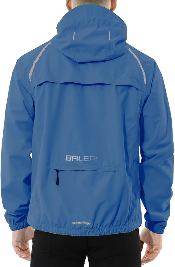 baleaf Men's Rain Jacket Waterproof Windbreaker Running Cycling Golf Hiking Gear Hood Lightweight Reflective Packable