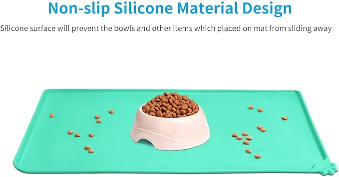 AUDWUD Silicone Waterproof Pet Feeding Mats,Anti Slip Bowl Pad,Dog Mat for Food and Water