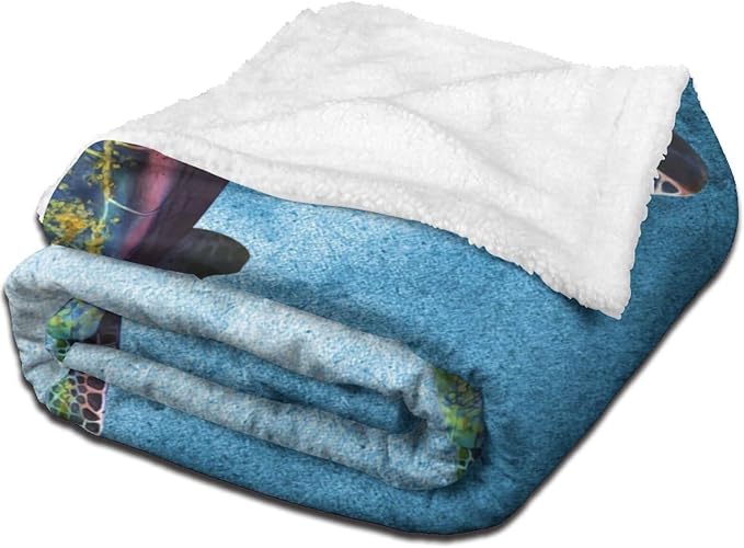 Fuzzy Throw Blanket 350 GSM Fleece Ultra-Soft Microfiber Blanket for Adults Kids Gift Couch, Sofa, Bed Sea Turtle 60"x50"