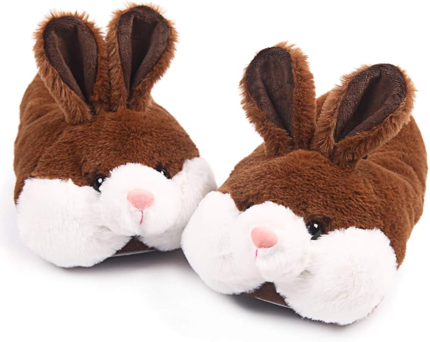 Caramella Bubble Classic Bunny Slippers for Women Funny Animal Novelty Slippers for Adults Cute Plush Rabbit Bedroom Slippers