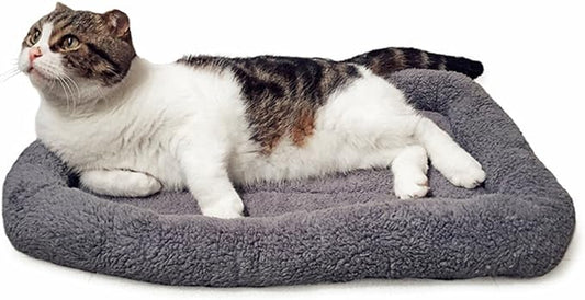 lesypet Cat Beds for Indoor Cats, 22" x 16" Pet Bed Curl Sleep Plush Cushion with Pillow, Non-Slip Bottom Washable Pet Mat for Small Dogs Pet, Medium